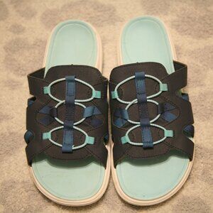 Land's End Women's Slide on Flip Flops, Size 10, Blue